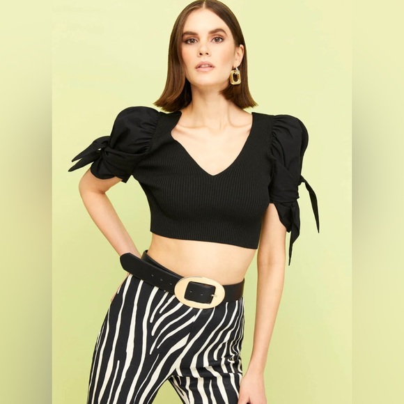 COPY - Knit Crop Top In Black - Picture 2 of 5